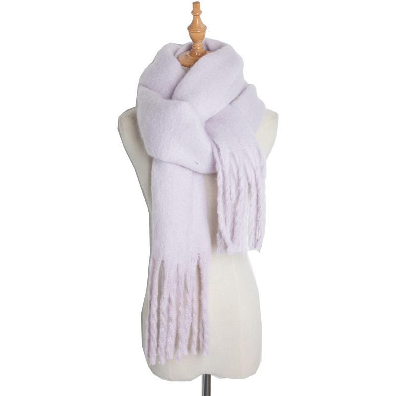 Versatile Monochrome Mohair Pull Scarf Winter Warm Soft Waxy Sweet Solid Color Student Scarf