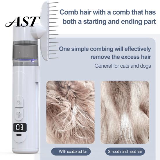 Cat Dog Cleaning Brush Electric Pet Flea Comb, Grooming with Suction, 3-in-1 Rechargeable Tangles Removing Tool 360 Degree Rotating Head,