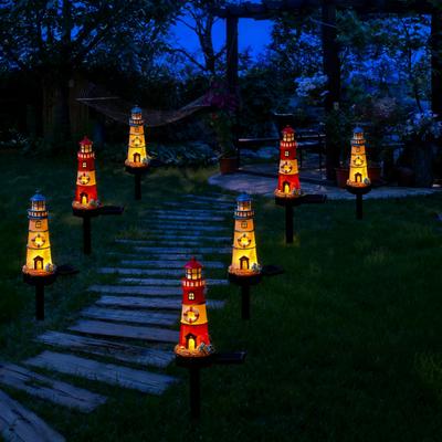 Солнечный маяк уличный водонепроницаемый садовый солнечный свет декоративный маяк свет для дорожки с колышком