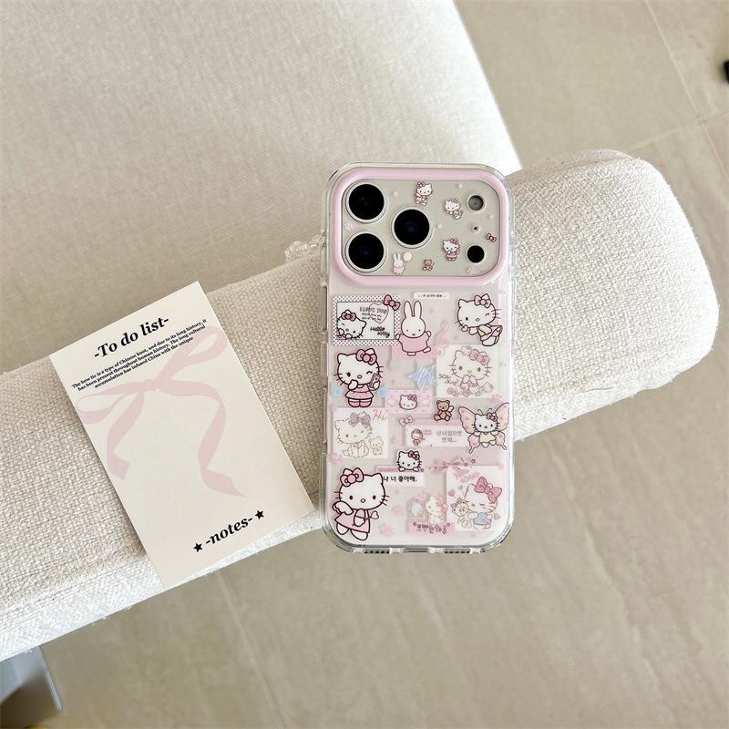 Ретро Чехол-цепочка для iPhone с ангелом, кошкой и кроликом для 17 Pro Max/16 Pro Max/15 Pro - Девочковый дизайн