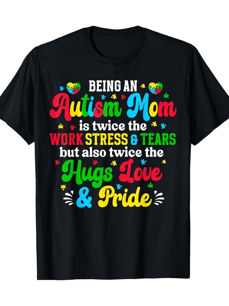 Autistic Mom Autistic Cognition Mom Autistic T-shirt Men' S T-shirt Men' S T-shirt Spring Summer Drop Shoulder T-shirt