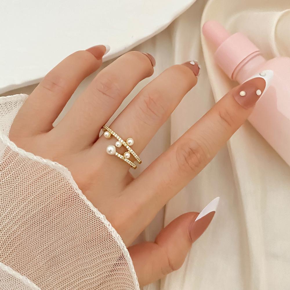 Модные геометрические кольца золотого цвета, сверкающее открытое кольцо с цирконом, эффектные ювелирные изделия для женщин