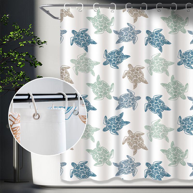 3D-печатная шторка для душа из ПЭВА с крючками – Толстая, водонепроницаемая, устойчивая к плесени перегородка для ванной