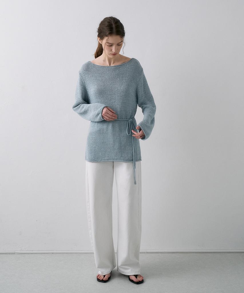 LAMEREI Cotton Linen Boat Neck Knit Top[Lmbfsp25Kn266]-2Color