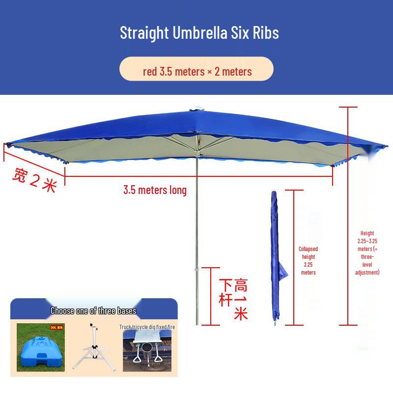 Large Rectangular Folding Patio Umbrella with Canopy Sun Protection