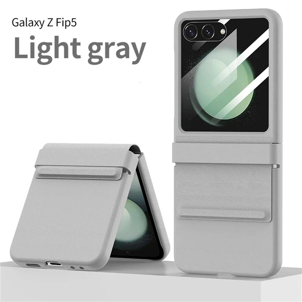 Роскошный матовый кожаный цветной шарнир для Samsung Galaxy Z Flip 6 5 5G чехол с зеркальной пленкой защитный складной противоударный полная защита