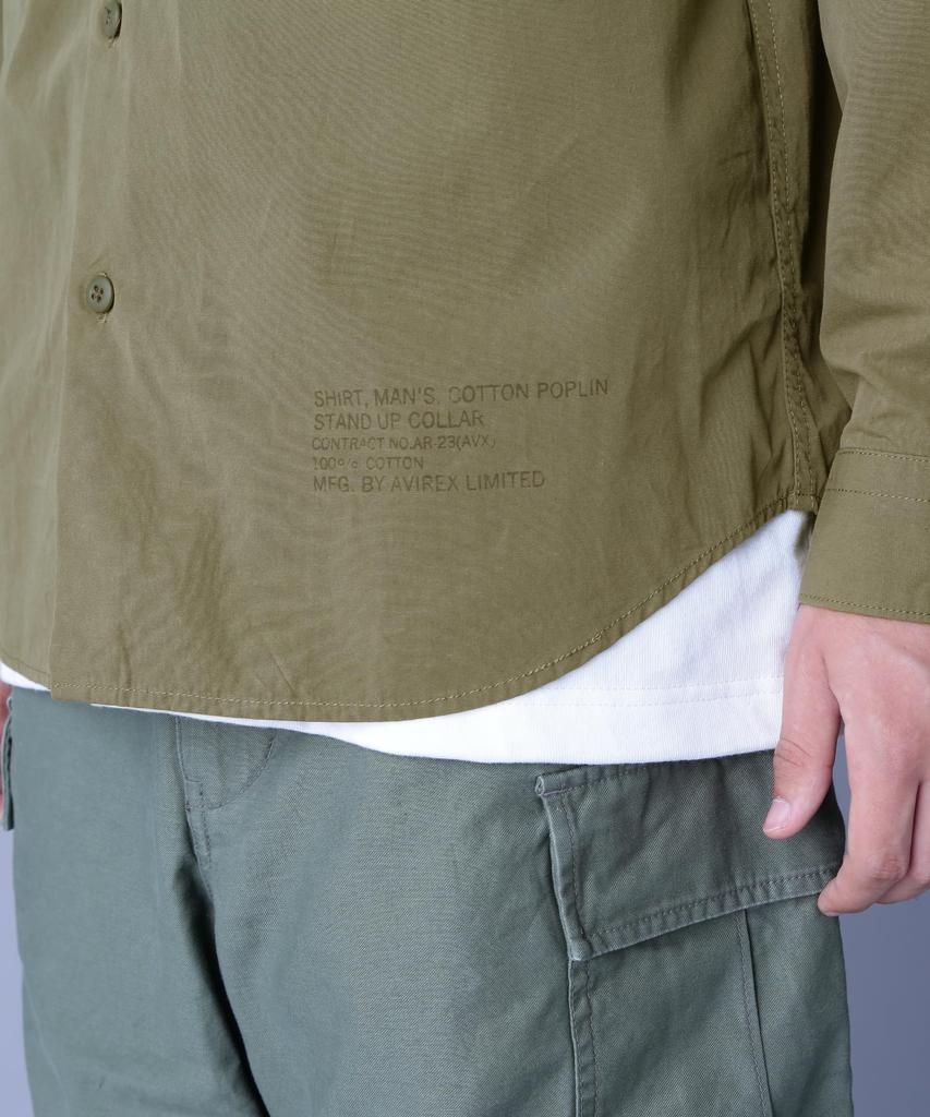AVIREX BASIC ARMY POPLIN L/S SHIRT men's L 310 olive