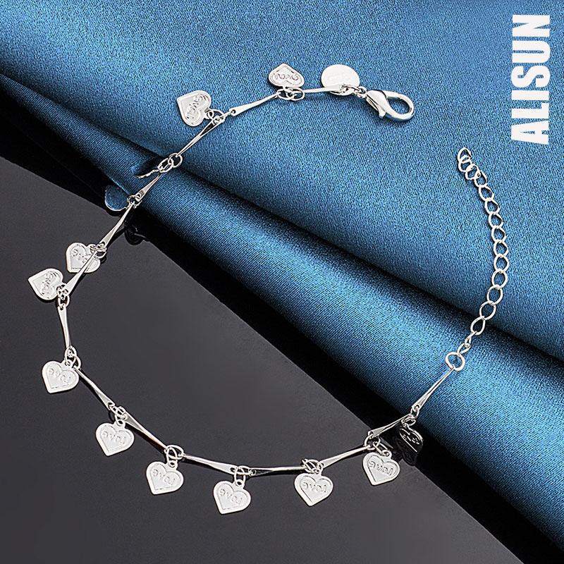 925 Silver Heart-shaped Pendant Bracelet Fashionable Wedding Jewelry