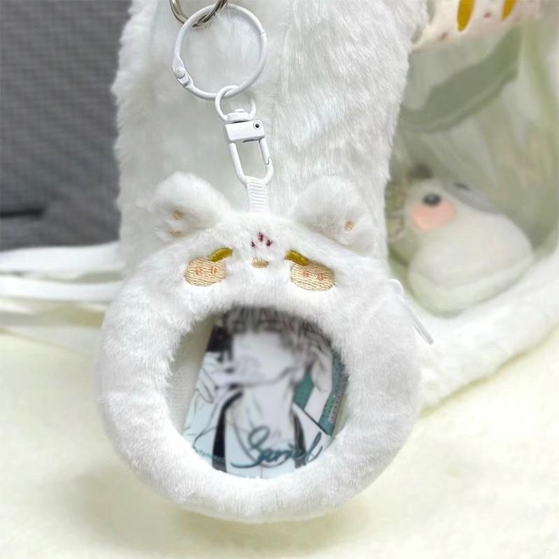 Cartoon Badge Plush Card Holder Cat Ear Badge Protector Display Anime Accessories Keyring Decor Clothes Backpack Ita Bag Pendant