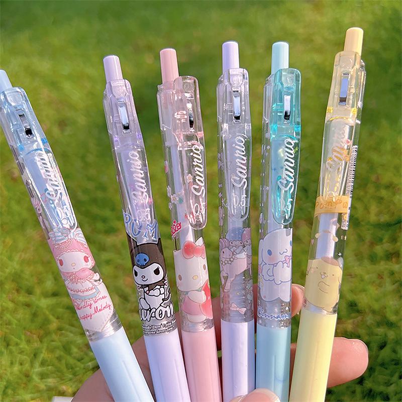 6 шт. Sanrio Аниме Нейтральная ручка Каваи Ми Милоди Куроми Пачакко Студенческая Мультяшная Нажимная ручка Детские Канцелярские Принадлежности Подарок Школьные Принадлежности