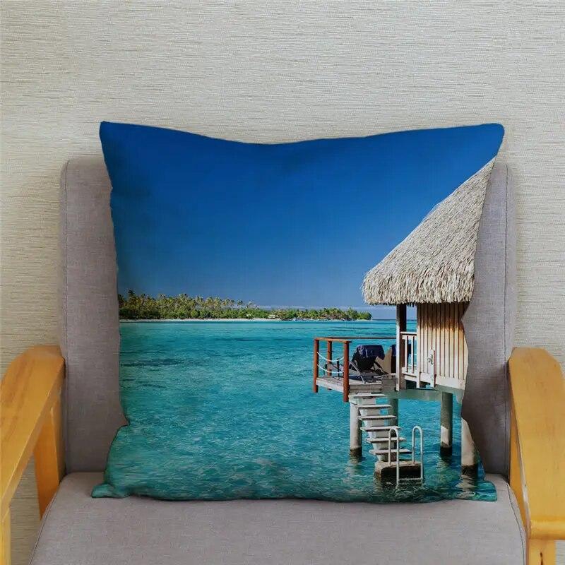 Декор для спальни, гостиной, пляжный пейзаж, кокосовая пальма, чехол для дивана, домашний декор, наволочка с принтом морской звезды и ракушки