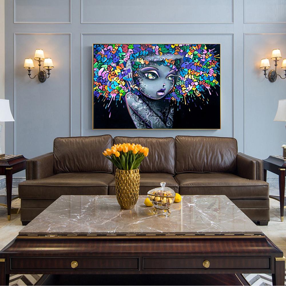 Милые девушки граффити художественные картины на холсте на стене картины для гостиной поп-арт уличное искусство печать на холсте украшение дома