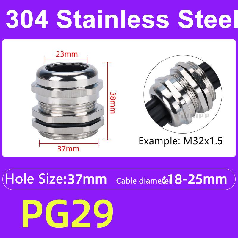 1Pcs Waterproof Cable Gland 304 Stainless Steel Glands IP68 PG7 PG9 Metal Joint PG13.5 PG16 Cable Fixing Seal Joint Fit 3-52mm
