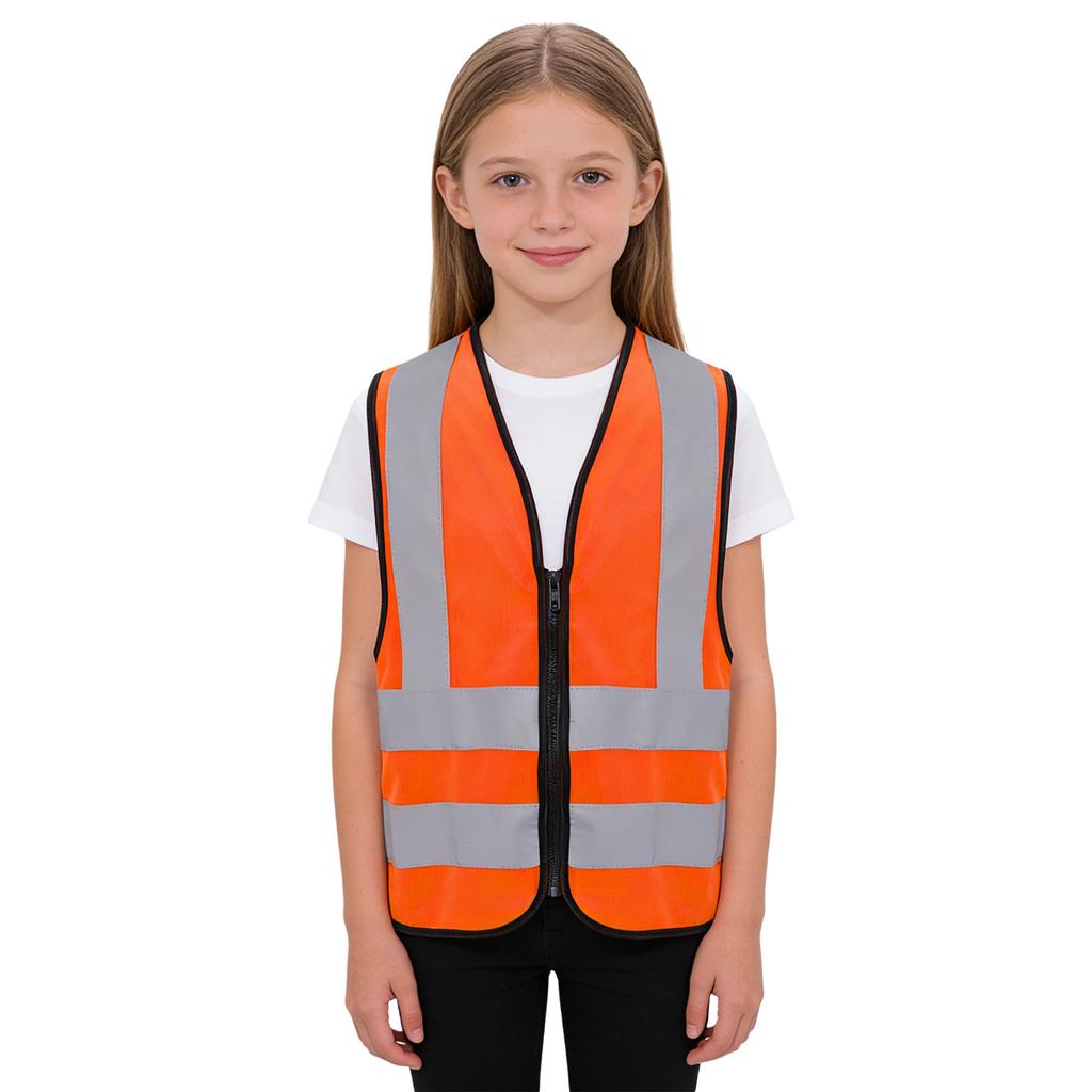 Unisex Kids Reflective Safety Vest Sleeveless High Visibility Zipper Waistcoat Outdoor Activity Costume