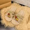 2025 Autumn and Winter New Soft Bottom Comfortable One Pedal Hair Drag Net Red Plush Flat Bottom One Word Cotton Slippers Women Wear