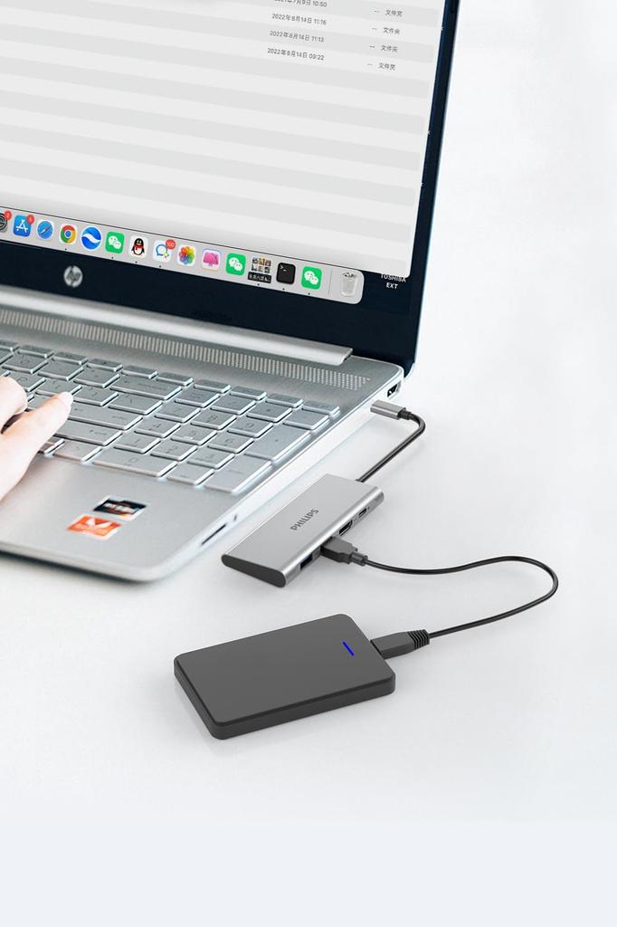 Philips USB-хаб PD 60 Вт Быстрая зарядка До 5 Гбит/с Высокоскоростная передача данных Разрешение 4K 30 Гц Порты DLK5524C 4-в-1 USB-C/USB-A3.0/HDMI