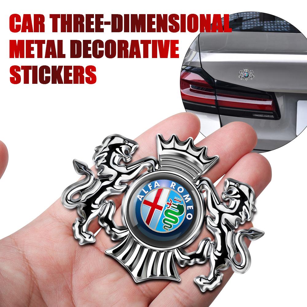 YYCE3 3D Car Fender Metal Crown Lion Emblem Badge decoration Stickers For Alfa Romeo Giulietta GT 159 147 Mito Volante Auto Styling