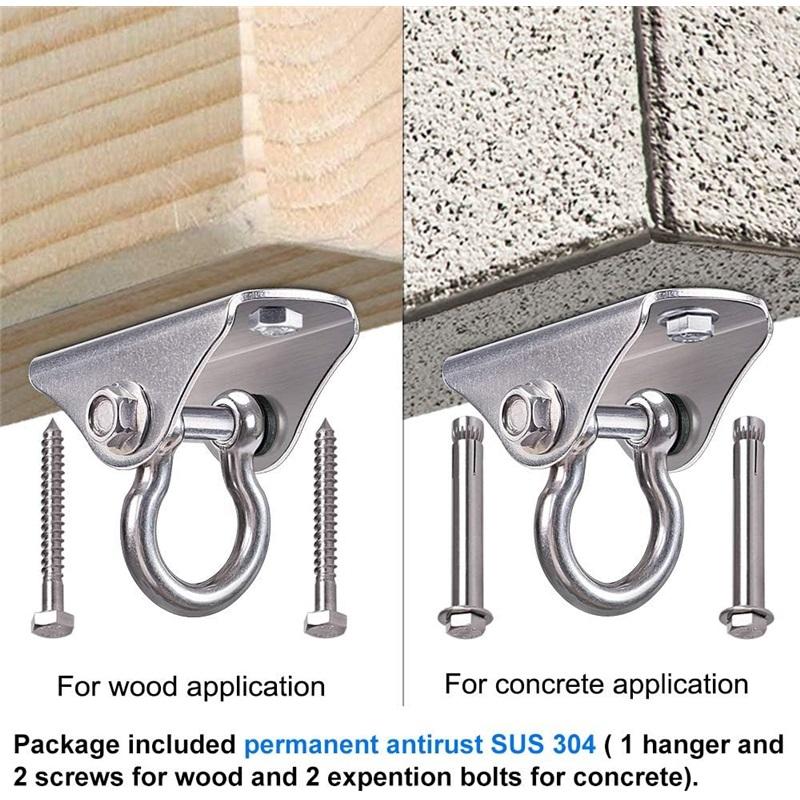 Heavy Duty Swing Hanger Stainless Steel Swing Hooks Ceiling Mount Swing Hardware for Porch Swing Set Hammock Chair Heavy Bag Yoga Silk