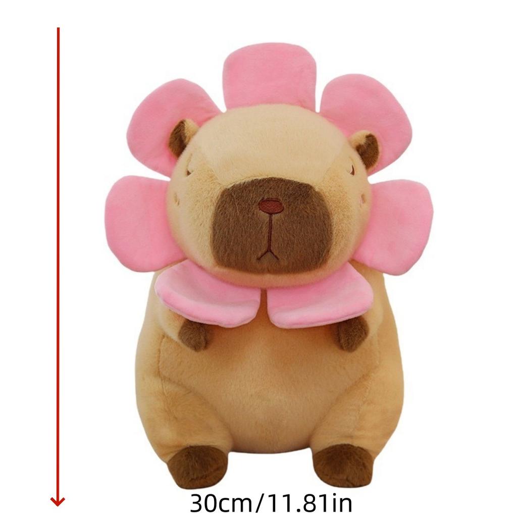 1pc 30cm/11.81in Cute sunflower capybara doll throw pillow, capybara large doll, plush toy, children's birthday gift