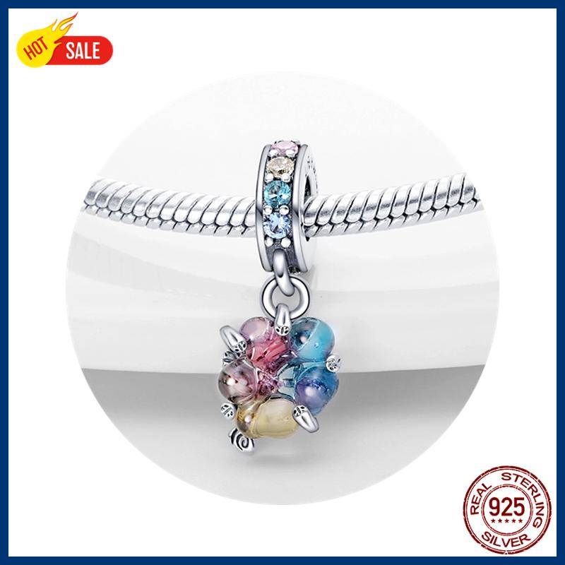 100% S925 Sterling Silver Firefly Charms Evil Eye Hot Air Balloon Blue Charms Fit Original Bracelet DIY Jewelry Making