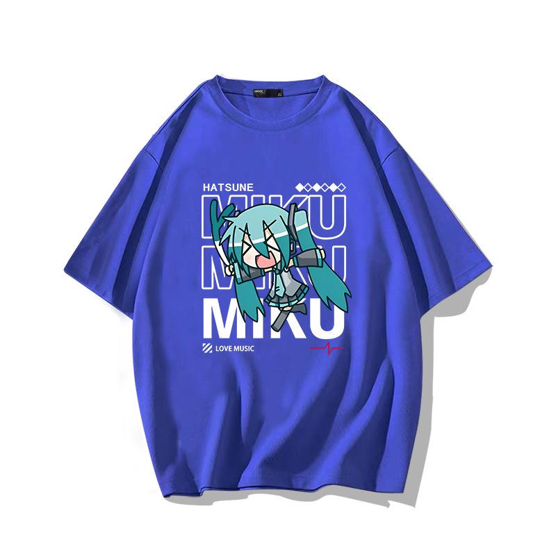 Мужская свободная хлопковая футболка с коротким рукавом для подростков Diva Miku Hatsune