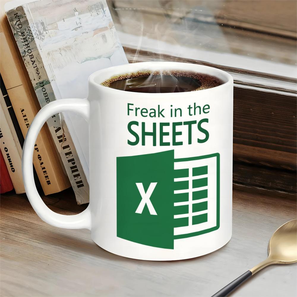 Excel freak in the sheets, Белая кружка, кофе и чай на завтрак, чашка для воды, рождественский подарок, наполнители для чулка