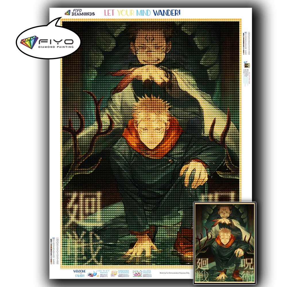 5D DIY Алмазная вышивка Аниме Дзюдзюцу Кайсен Картина Стразы Алмазная живопись Бумага Винтаж Плакат Алмазная мозаика Рукоделие Домашний декор