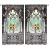 2 Panels Vintage Castle Arch Window Curtains - Thermal Insulated Blackout Thermal Insulated Filtering Privacy Sheer Curtains wit