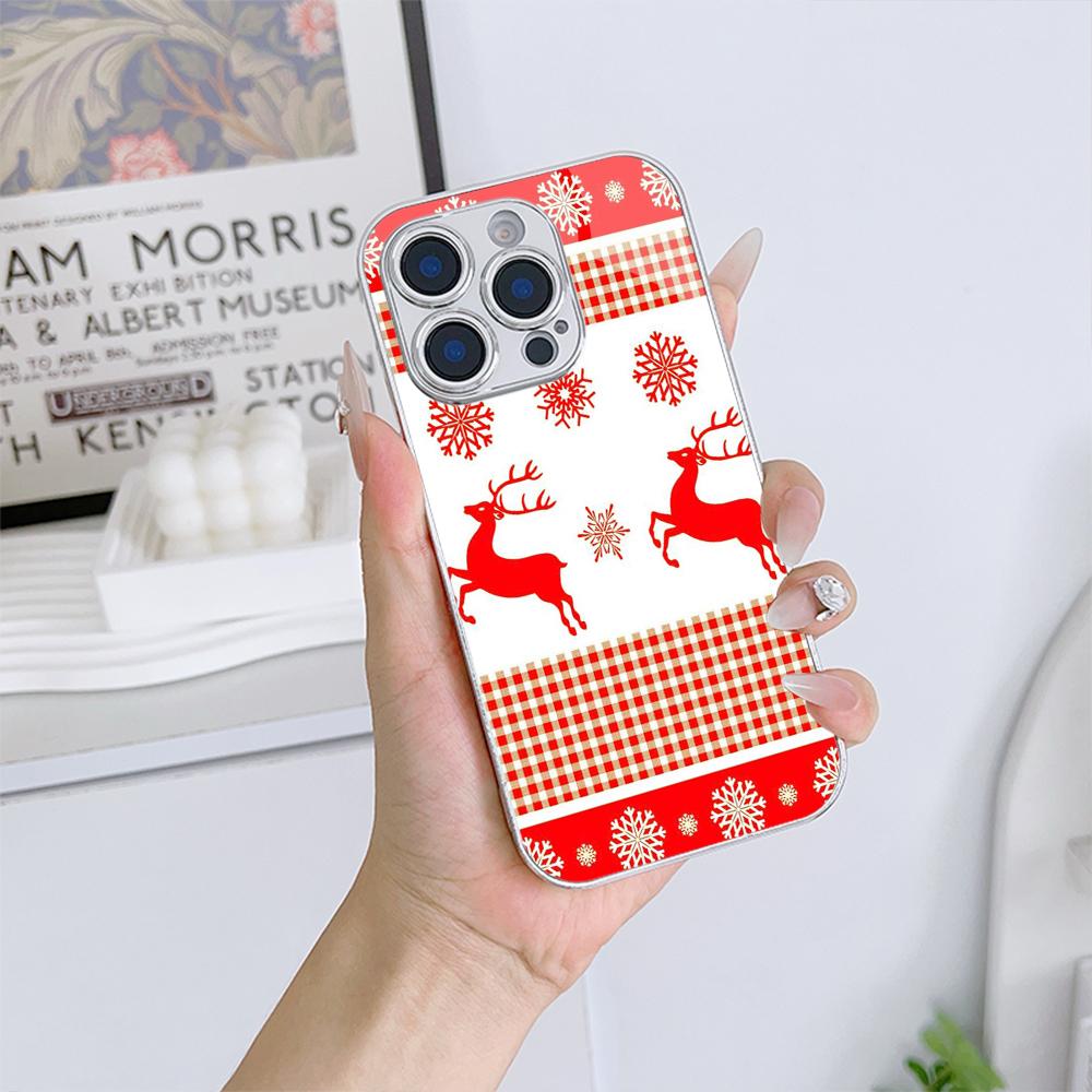 Чехлы для телефонов Ae112 Merry Christmas art из гальванизированного стекла для Samsung S24 FE S25 Ultra iPhone 16 Pro Xiaomi Redmi OPPO, полная защита объектива, задняя крышка