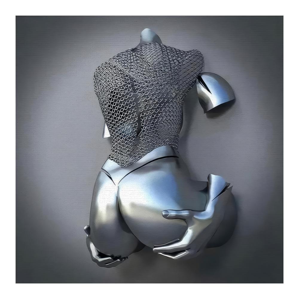 Metal Figure Statue Art Poster High Definition Printing Canvas Painting Prints Couple Sculpture Living Room Home Decor Picture