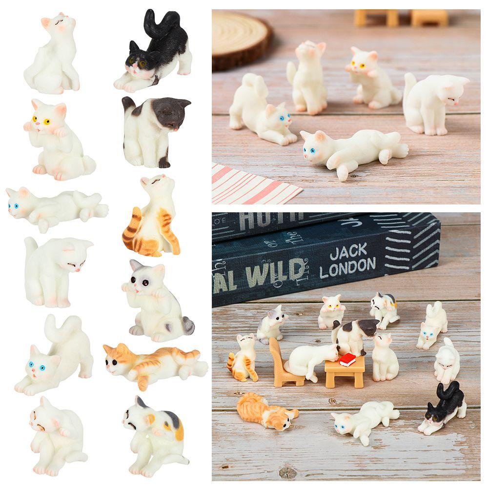 Creativity Cartoon Crafts Cute Cat Micro Landscape Simulation Animal Ornaments