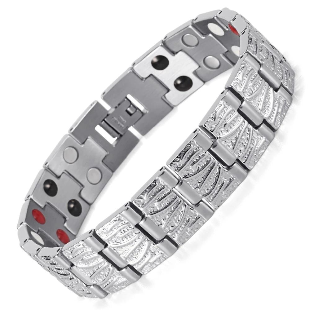 15mm Heavy Punk Rose Gold Color Magnetic Therapy Chain Bracelet Men Women Rock Black Stainless Steel Bike Health Bangle  Jewelry