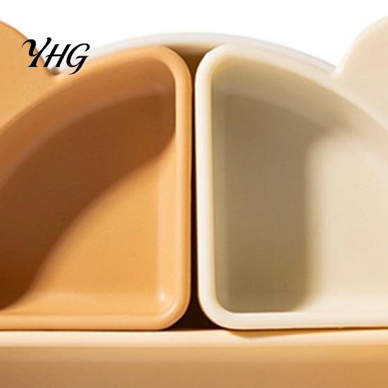 6 Months to 3 Years Feeding Silicone Suction Plate for Toddlers, Cute Bear Detachable Divided Dinner Non Slip Baby Tray Plate, Anti-slip