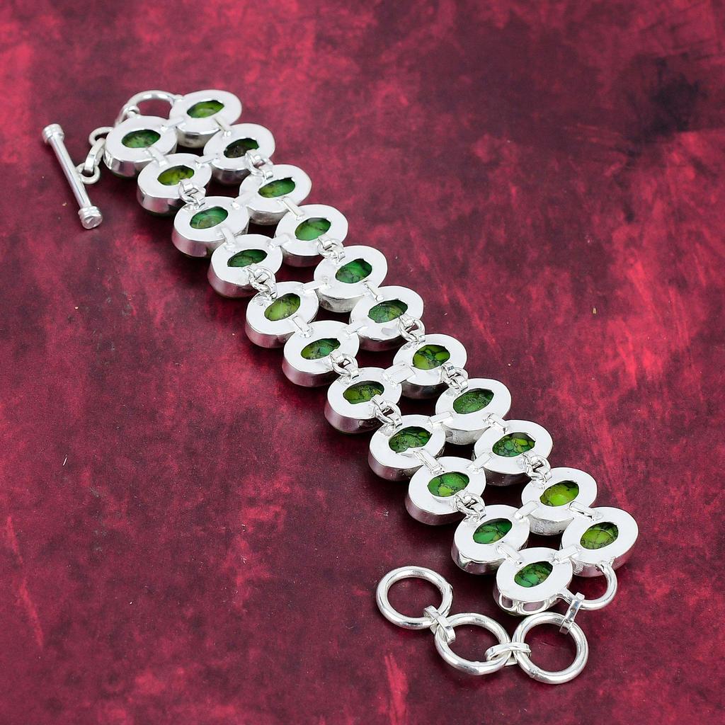 Браслет из зеленой меди и бирюзы, ювелирные изделия из серебра 925 пробы с драгоценными камнями, браслет ручной работы, потрясающие ювелирные изделия, подарок для нее