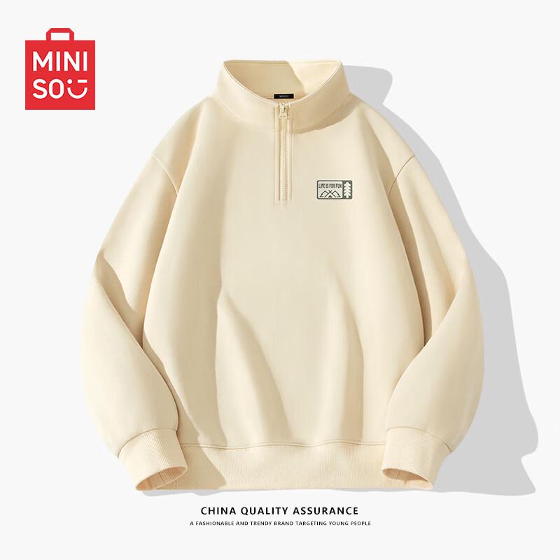MINISO Men's Heavyweight Cotton Stand-Collar Half-Zip Sweatshirt