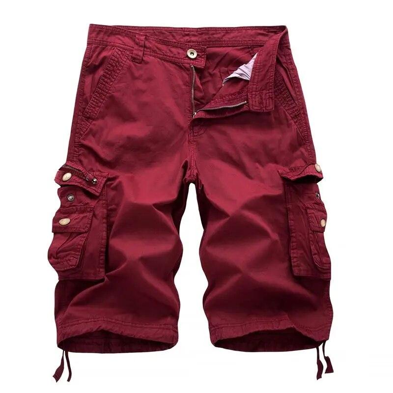 2024 Casual Shorts Men Summer Military Mens Cargo Shorts Fanshion Multi Pocket Cargo Shorts Men Cotton Solid Knee Length Straight