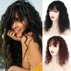 Women Natural Curly Hair Extensions with Bangs Short Wig Synthetic Fiber Corn Perm Hair Piece Cosplay Party Daily Use