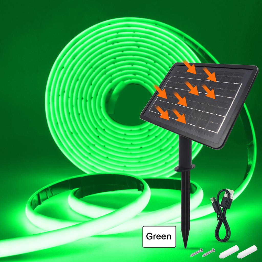 Solar COB Neon Light Strip 24V Ribbon Tape High Density Waterproof Red Green Blue Warm Natural White 320LEDs/M Flex Garden Decor