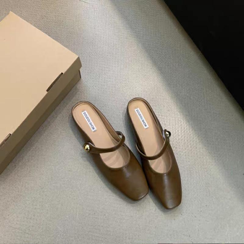 Тапочки Baotou Half для женщин 2024 года, новая летняя верхняя одежда, серебристые босоножки на мягкой подошве без каблука