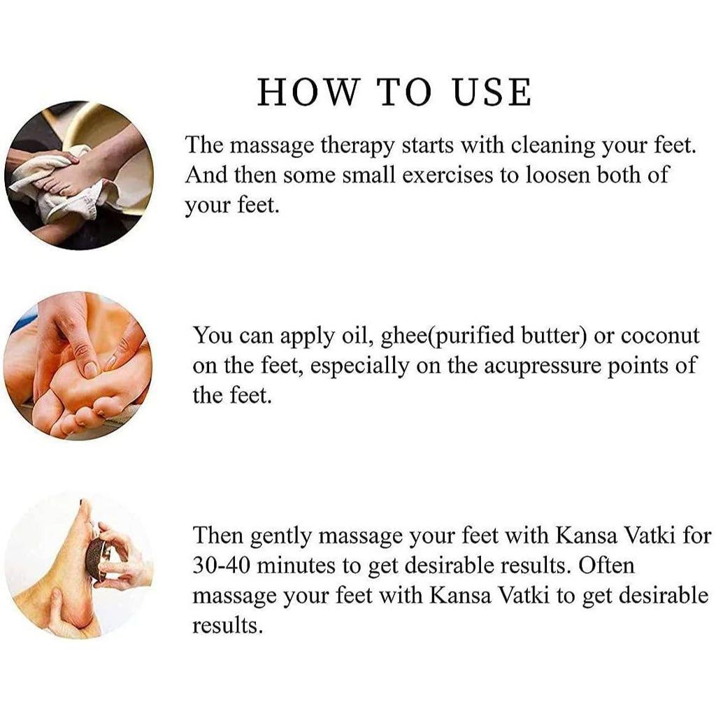 Бронзовая чаша Kansa Natural Vatki с деревянной ручкой, аюрведический детокс-массажер для ног, релаксация и глубокая очистка