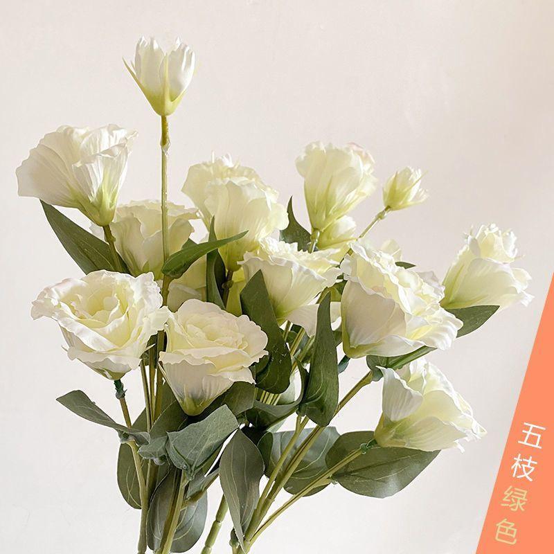 5 шт. Европейский имитационный букет лизиантуса, украшение для дома, искусственный цветок, шелковый цветок, гостиная, обеденный стол, цветочная композиция