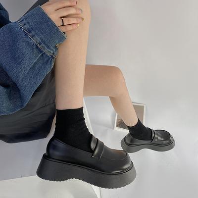 Маленькие туфли из кожи в стиле ретро на толстой подошве, женские, простые и универсальные, японские, мягкие, повседневные, в студенческом стиле, туфли-лоферы в британском стиле, прилив