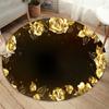 Golden Rose Pattern Circular Floor Mat Kitchen Hallway Carpet Bedroom Living Room Bedroom Soft Carpet Non-slip Carpet Home Decor