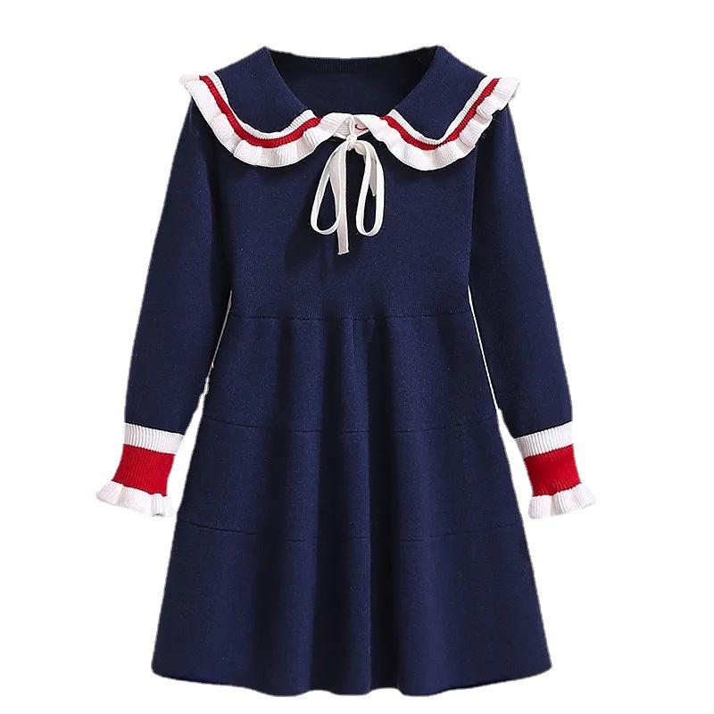 Вязаное платье принцессы для девочек – стильное платье-свитер на осень/зиму для маленьких девочек