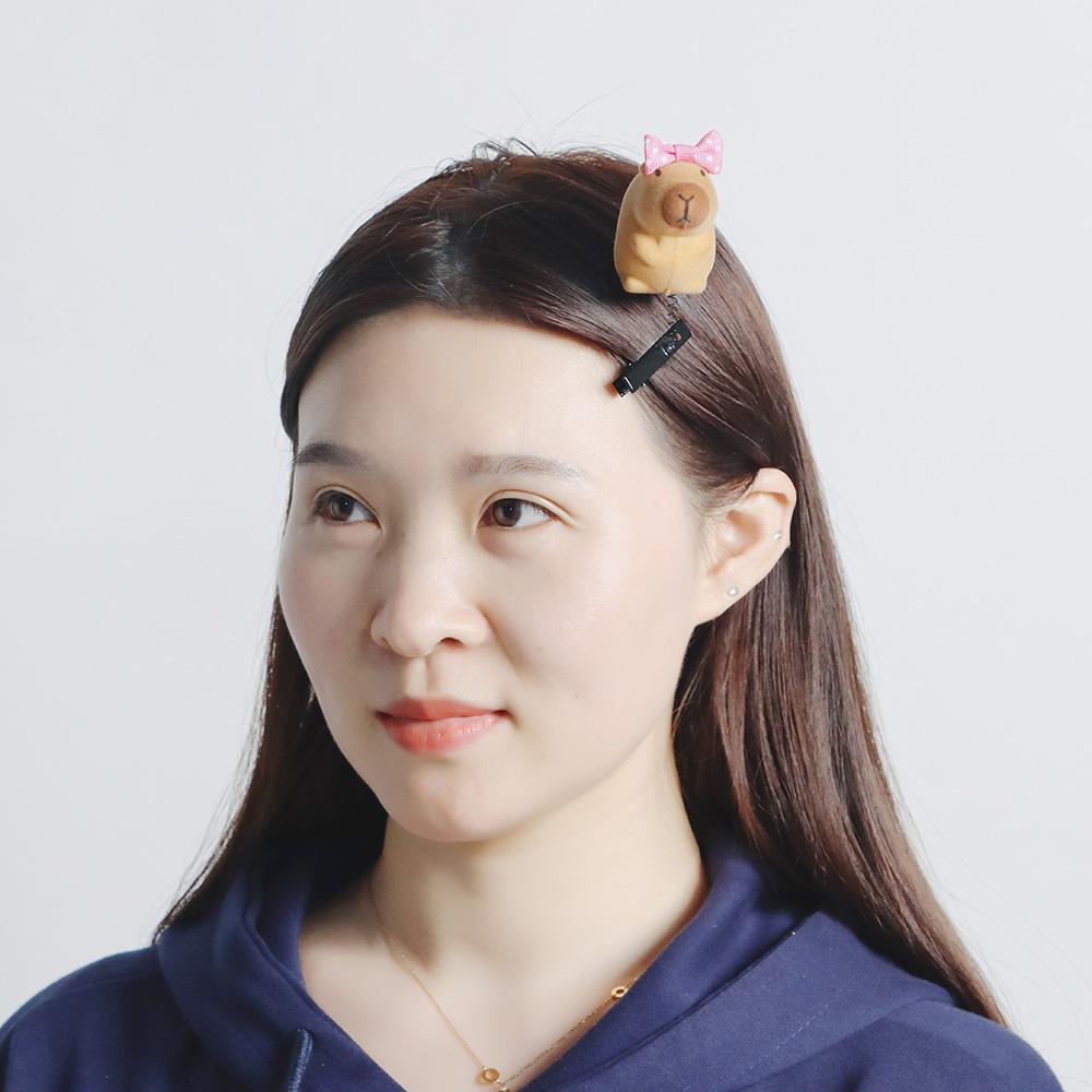 6pcs 3D Plush Hairpin Capybara Hair Accessories Kawaii Children Headwear Duckbill Clip  Party Gift