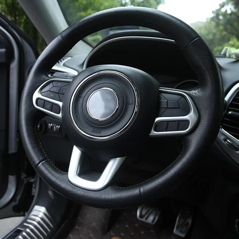 My Good Car ABS Chrome Steering Wheel Cover Trim Stickers for Jeep Compass 2017 2018 Renegade 2015 2016 2017 Accessories