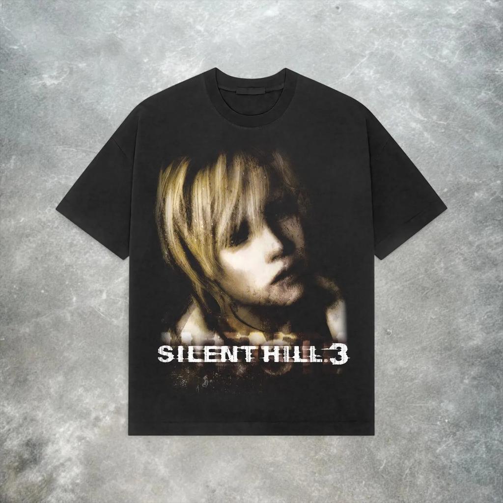 Vintage Silent Hill 3 Tee Retro Y2K Horror Game Shirt Summer Unisexs and Womens Loose and Breathable Tshirt Top