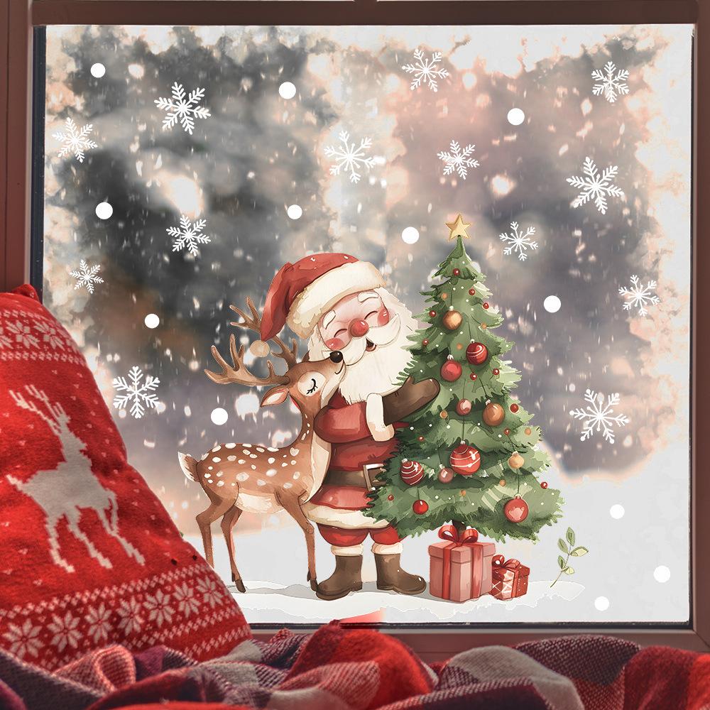 Christmas Decorations Santa Elk Glass Windows and Windows Landscaping Window Stickers Uv Static