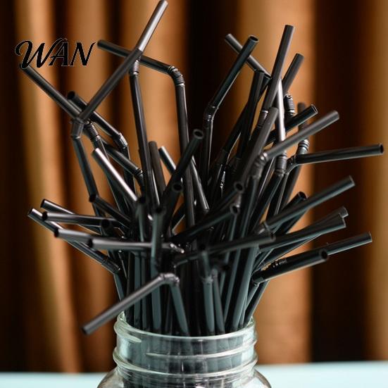 Black Plastic Straws 100PCS Disposable Straws, Colorful Bendable And Straight Food-Grade PP Safe Thin Tube Drinking for Milk Tea Juice Drinks