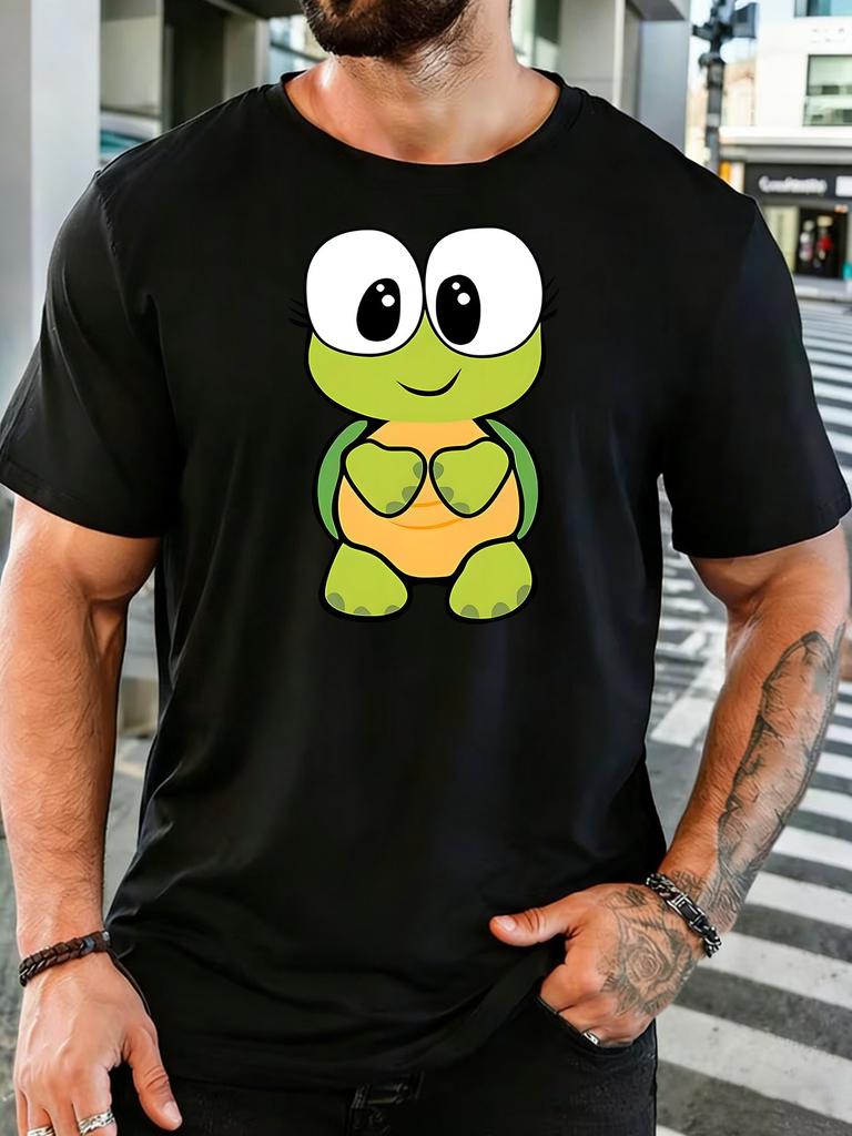 Unisex Crew Neck Tee Big Eyes Cute Cartoon Turtle Graphic Print Short Sleeve Top Summer Daily Outdoor Loose Soft Casual Basic Wear